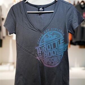 Speed & Strength Throttle Body Ripped to Shreds V neck Dirt Bike Shirt Size S